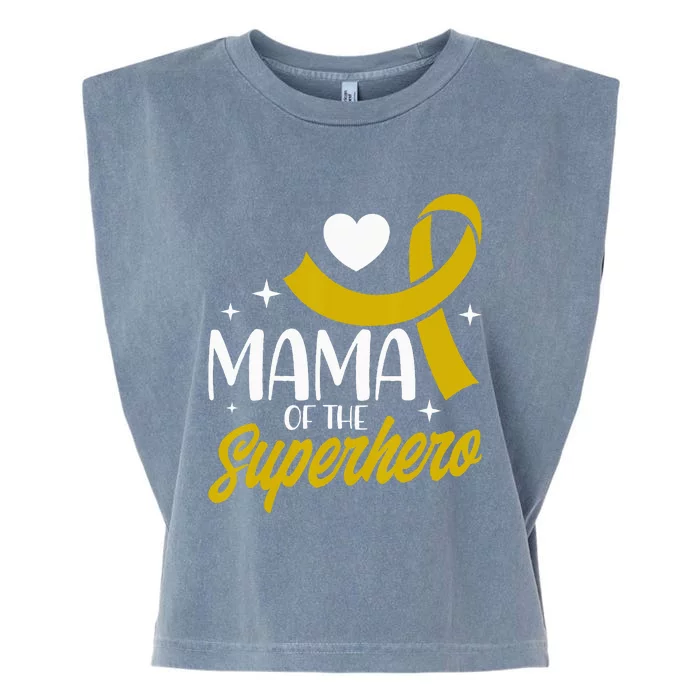 Childhood Cancer Mama Of A Superhero Ribbon Garment-Dyed Women's Muscle Tee