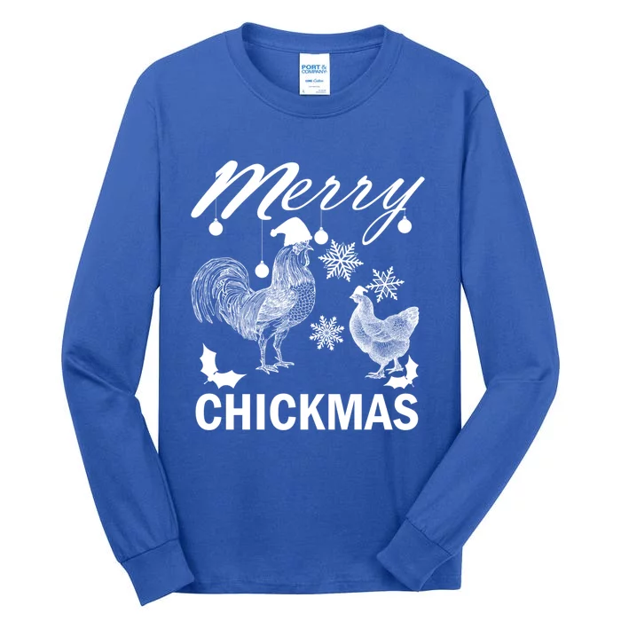 Chicken Christmas Merry Chickmas Santa Claus Hat Funny Xmas Gift Tall Long Sleeve T-Shirt