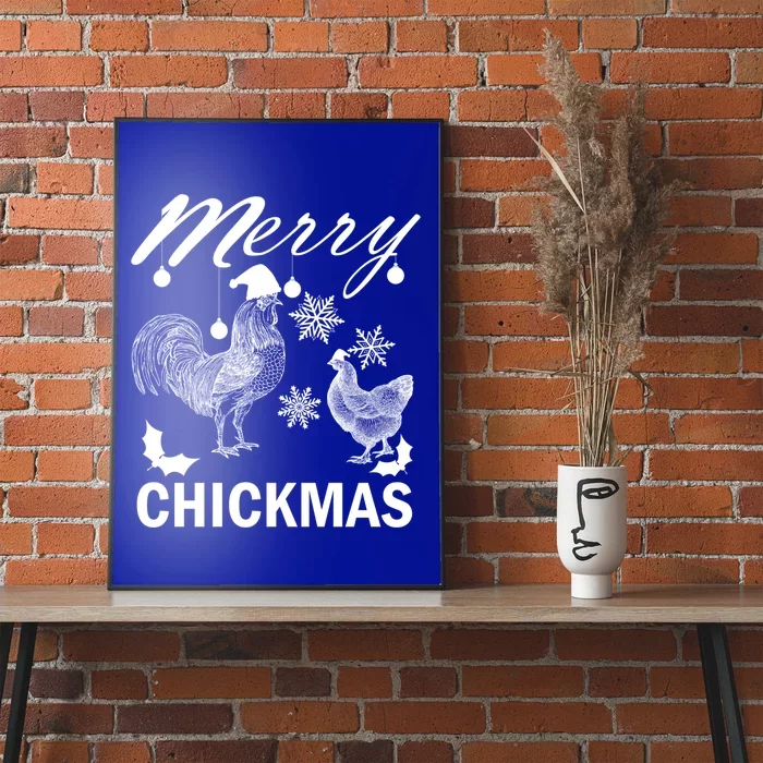 Chicken Christmas Merry Chickmas Santa Claus Hat Funny Xmas Gift Poster