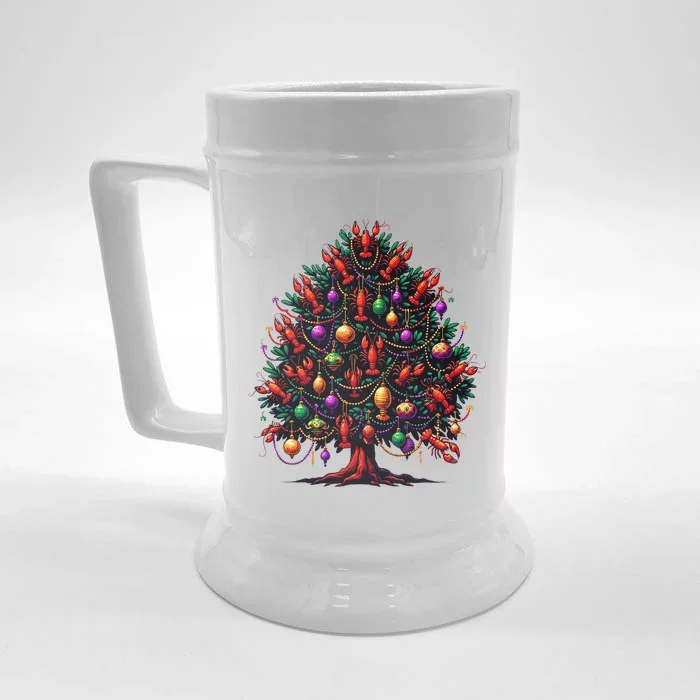 Crawfish Crayfish Mardi Gras Tree New Orleans Festival Front & Back Beer Stein