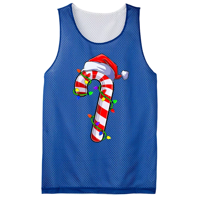 Candy Cane Merry And Bright Red And White Candy Christmas Gift Mesh Reversible Basketball Jersey Tank