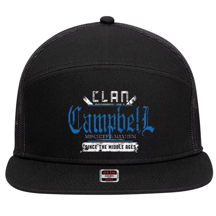 Clan Campbell Mischief And Mayhem Since The Middle Ages 7 Panel Mesh Trucker Snapback Hat