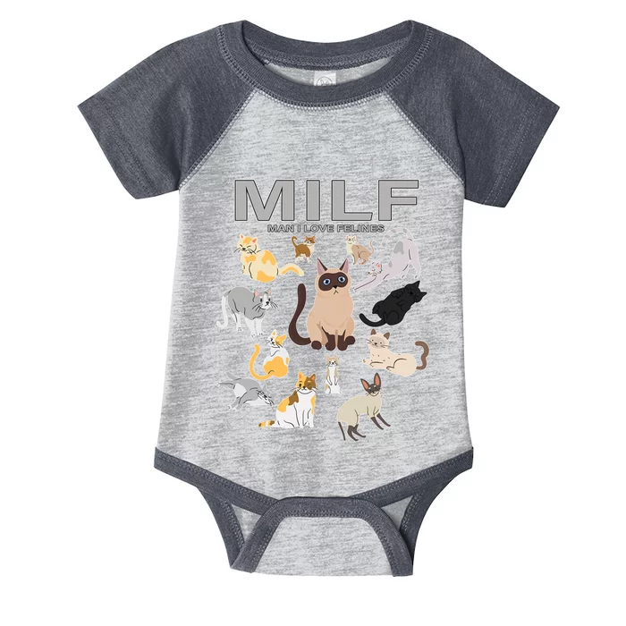 Cute Cats MILF Man I Love Felines Infant Baby Jersey Bodysuit