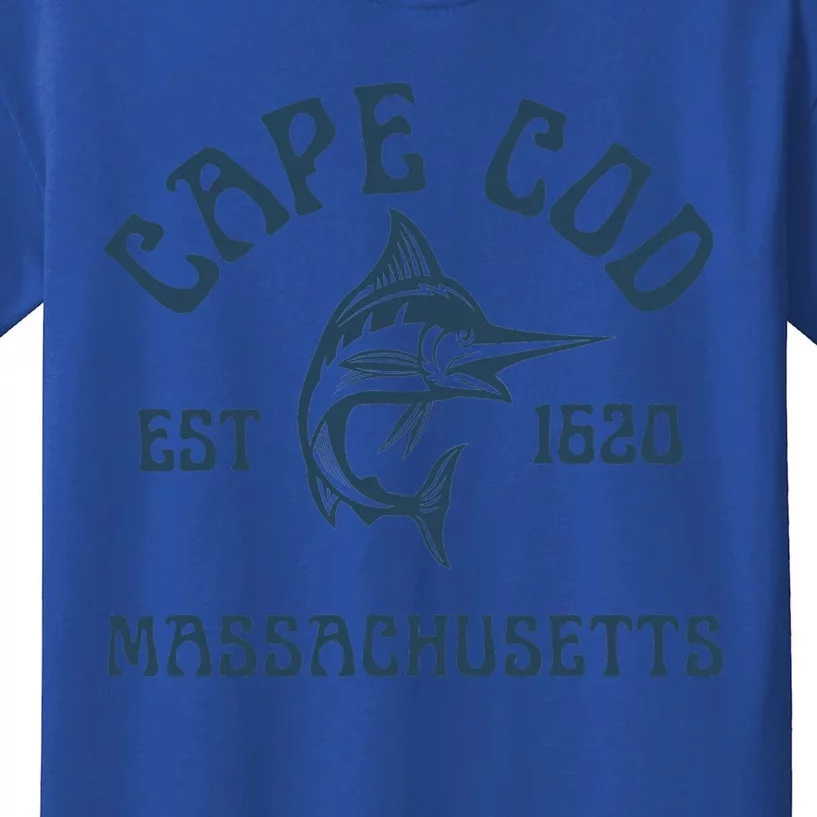 Cape Cod Massachusetts Fishing Marlin Fish Beach Boating Meaningful Gift Kids T-Shirt