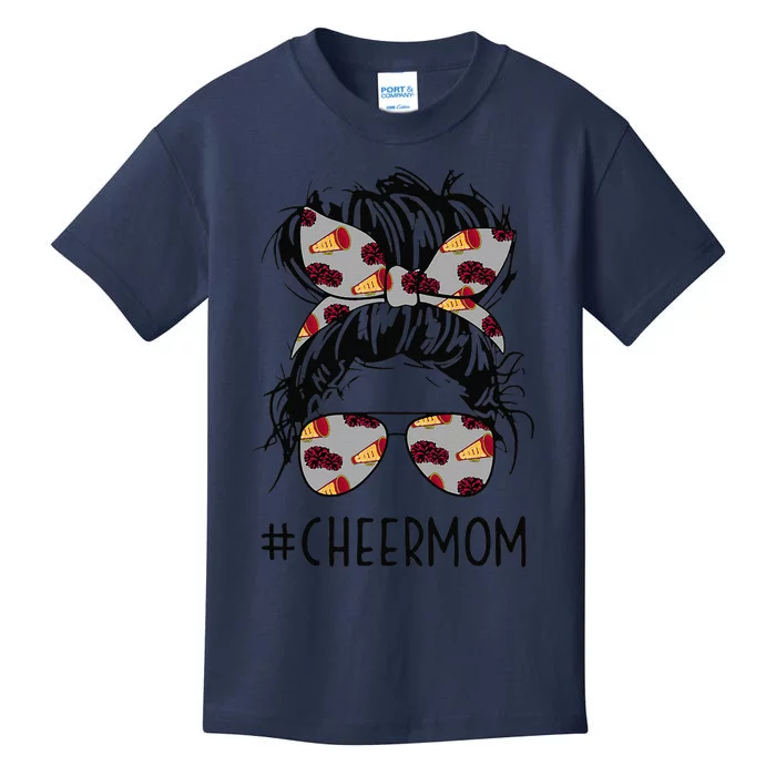 Cheermom Cheer Mom Cheerleader Mom Messy Bun Mother's Day Kids T-Shirt