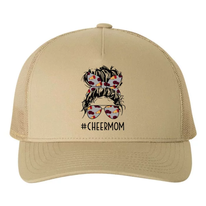 Cheermom Cheer Mom Cheerleader Mom Messy Bun Mother's Day Yupoong Adult 5-Panel Trucker Hat