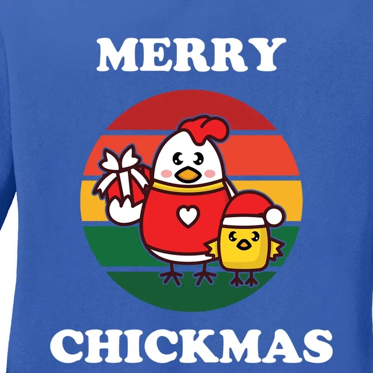 Cute Chicken Merry Chickmas Funny Xmas Pet Baby Chick Family Gift Ladies Long Sleeve Shirt