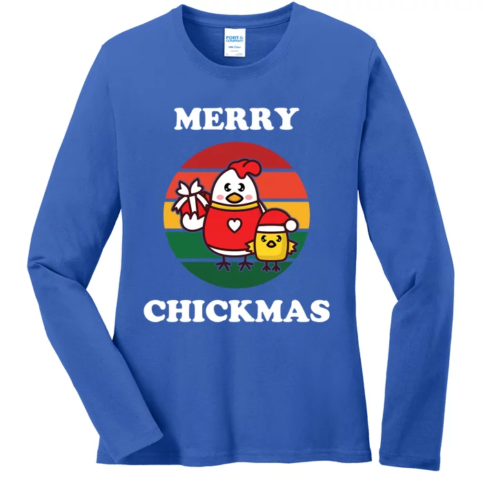 Cute Chicken Merry Chickmas Funny Xmas Pet Baby Chick Family Gift Ladies Long Sleeve Shirt