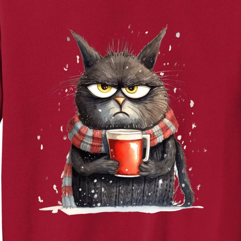 Christmas Cat Mulled Wine Tall Sweatshirt