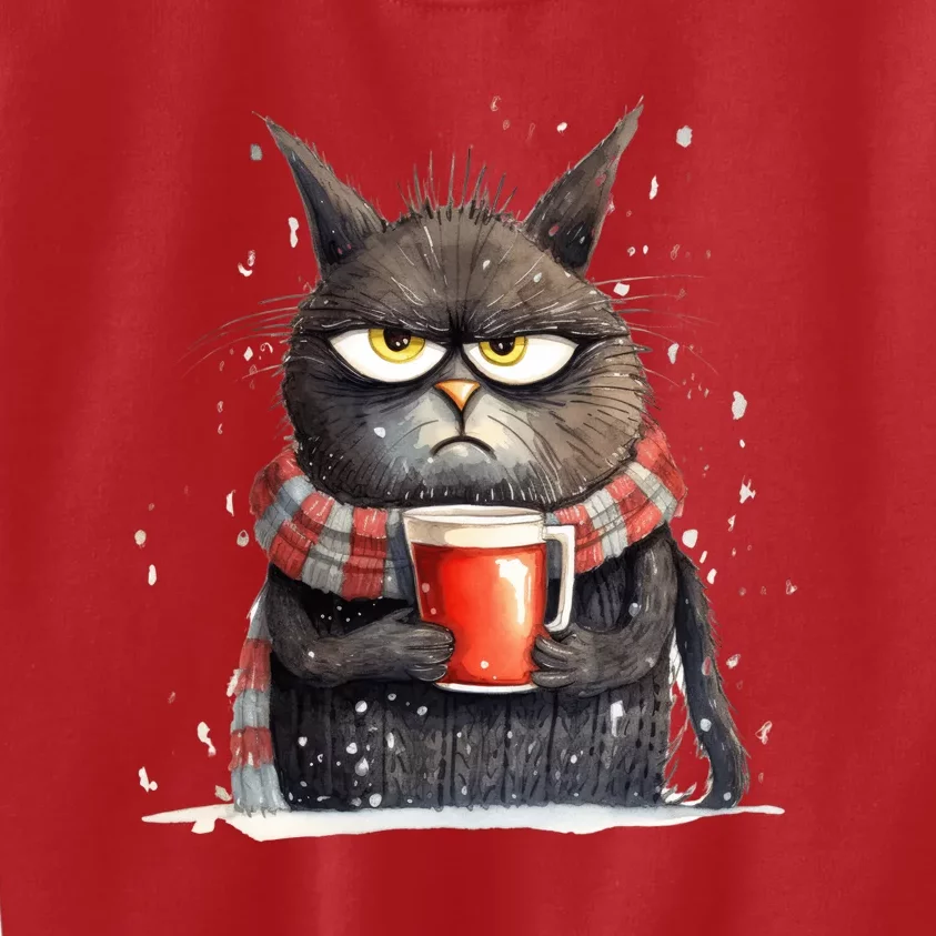 Christmas Cat Mulled Wine Kids Sweatshirt