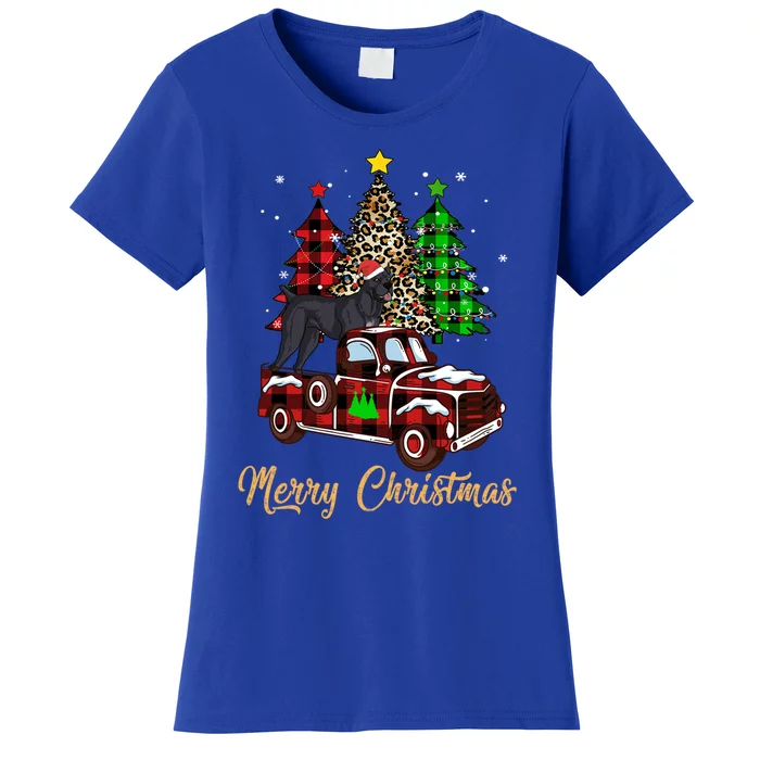 Cane Corso Mastiff Riding Red Truck Xmas Merry Christmas Gift Women's T-Shirt