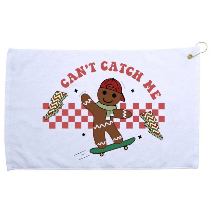 Can't Catch Me Merry Christmas Skateboarding Gingerbread Grommeted Golf Towel