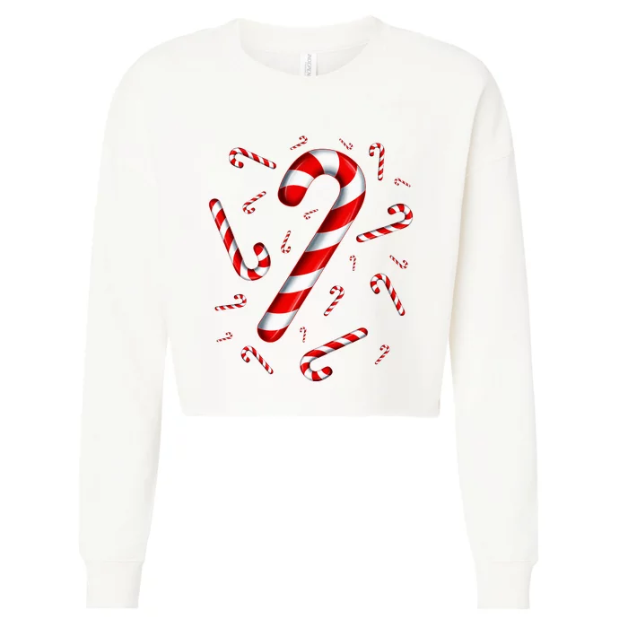 Candy Cane Merry And Bright Red And White Candy Costume Cropped Pullover Crew