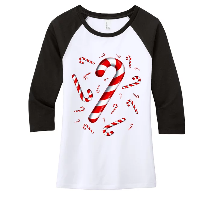 Candy Cane Merry And Bright Red And White Candy Costume Women's Tri-Blend 3/4-Sleeve Raglan Shirt