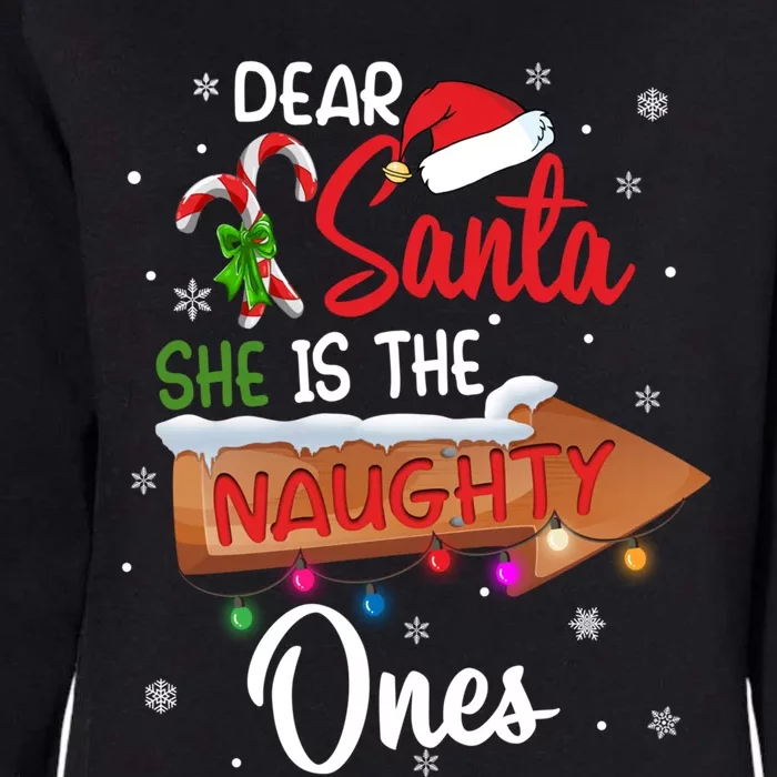 Christmas Couple Matching Dear Santa SheS The Naughty One Gift Womens California Wash Sweatshirt