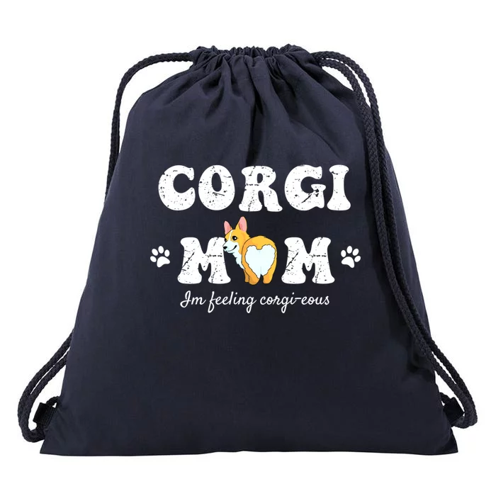 Cute Corgi Mom Pembroke Welsh And Dog Lover Cool Gift Drawstring Bag