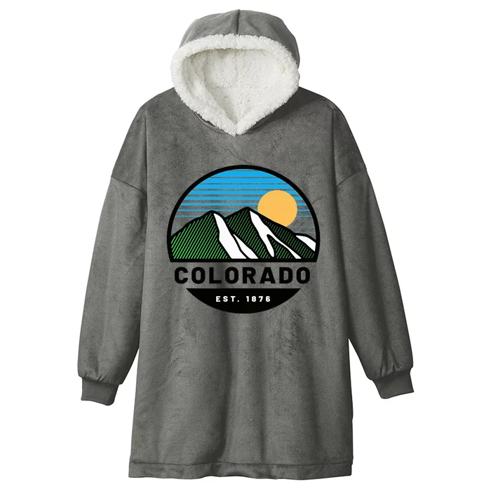 Cool Colorado Mountain Retro Sunset Novelty Fashion Hooded Wearable Blanket