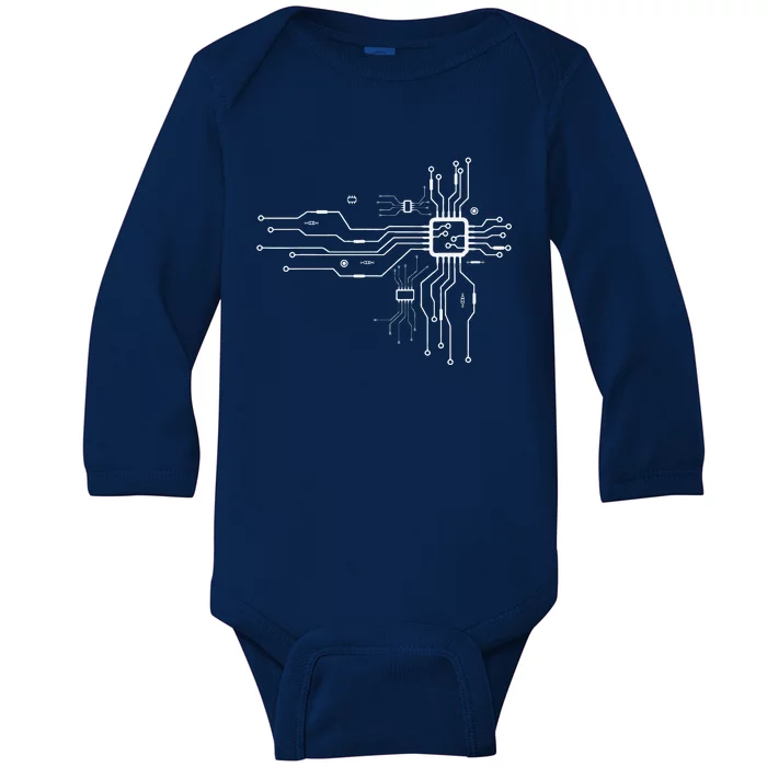 Computer Chip Motherboard Cpu Heart Programmer Graphic Baby Long Sleeve Bodysuit