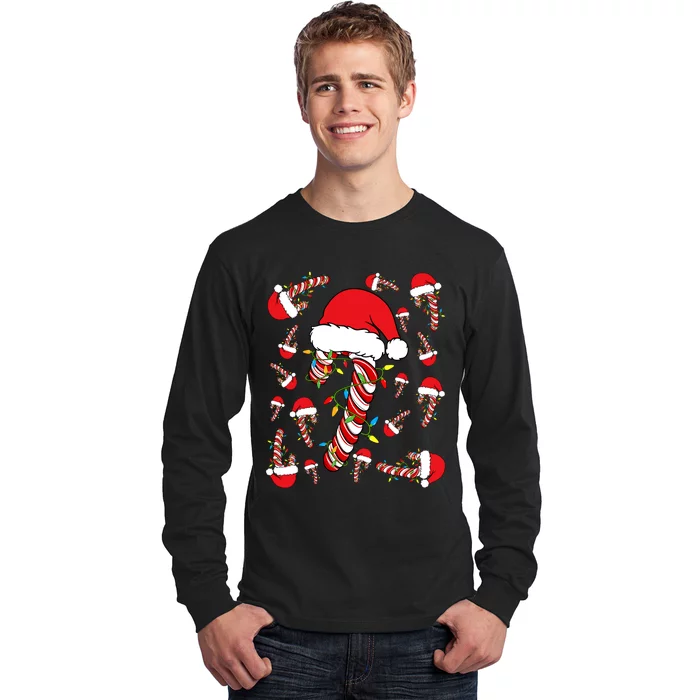 Candy Cane Merry And Bright Red And White Funny Christmas Long Sleeve Shirt