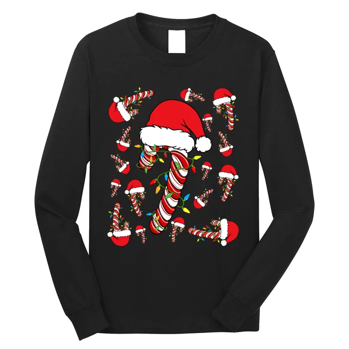 Candy Cane Merry And Bright Red And White Funny Christmas Long Sleeve Shirt