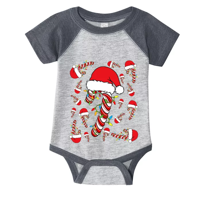 Candy Cane Merry And Bright Red And White Funny Christmas Infant Baby Jersey Bodysuit