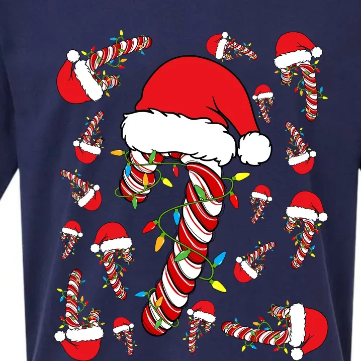 Candy Cane Merry And Bright Red And White Funny Christmas Sueded Cloud Jersey T-Shirt