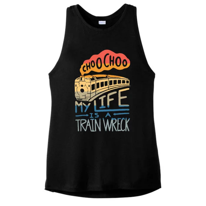 Choo Choo My Life Is A Train Wreck Ladies Tri-Blend Wicking Tank