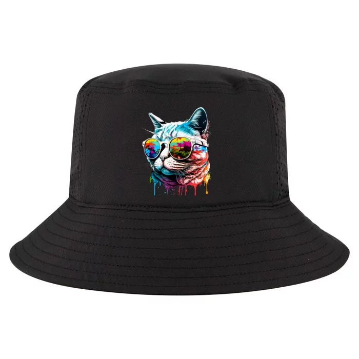 Cute Cat Motif Pop Art Cat Cool Comfort Performance Bucket Hat