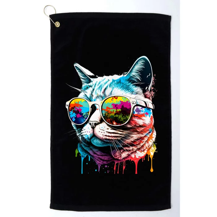 Cute Cat Motif Pop Art Cat Platinum Collection Golf Towel