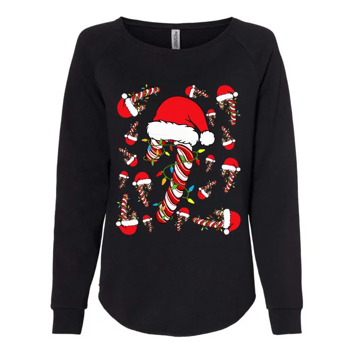 Candy Cane Merry and Bright Red and White Funny Christmas Womens California Wash Sweatshirt