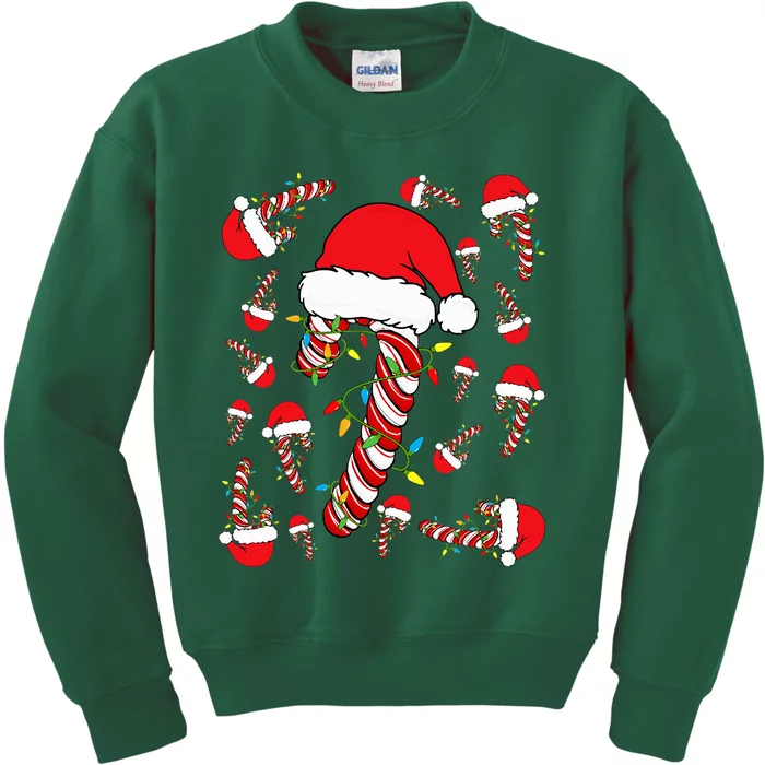 Candy Cane Merry and Bright Red and White Funny Christmas Kids Sweatshirt