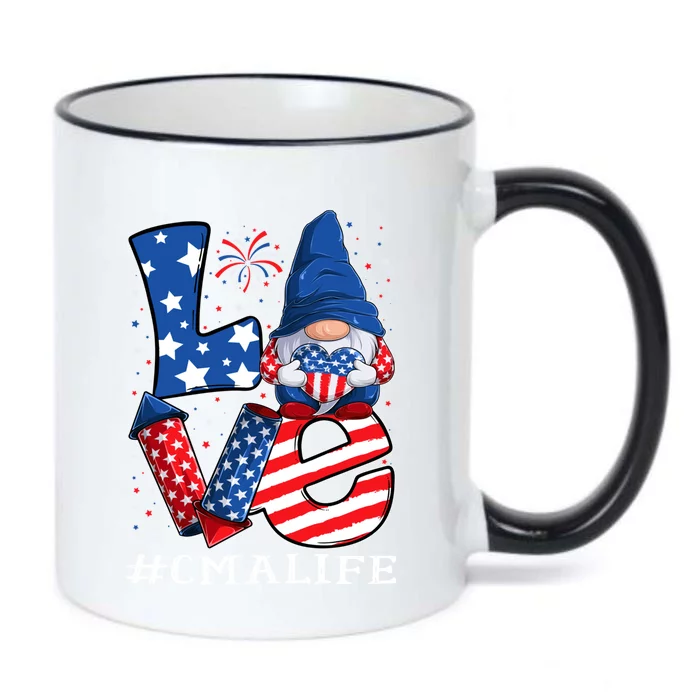 Cma Certified Medical Assistant Love 4th Of July Gnome Usa Gift Black Color Changing Mug