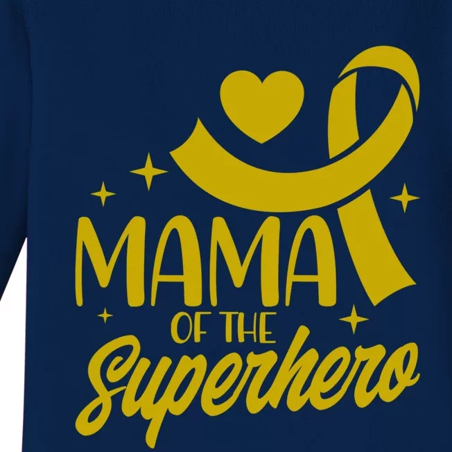 Childhood Cancer Mama Of A Superhero Ribbon Gift Baby Long Sleeve Bodysuit