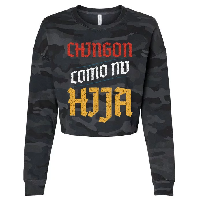 Chingon Con Mi Hija Dia Del Padre Awesome Like My Daughter Cropped Pullover Crew