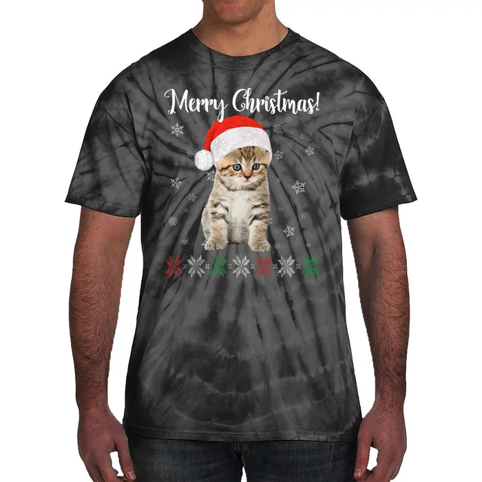 Christmas Cat Merry Christmas Tie-Dye T-Shirt