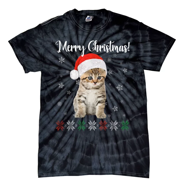 Christmas Cat Merry Christmas Tie-Dye T-Shirt