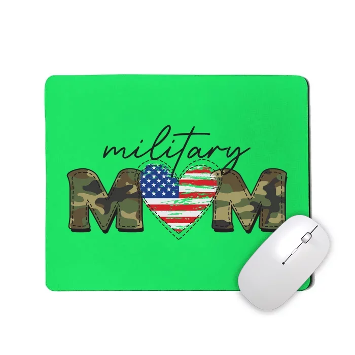 Cute Camouflage Military Mom American Flag Heart Mousepad