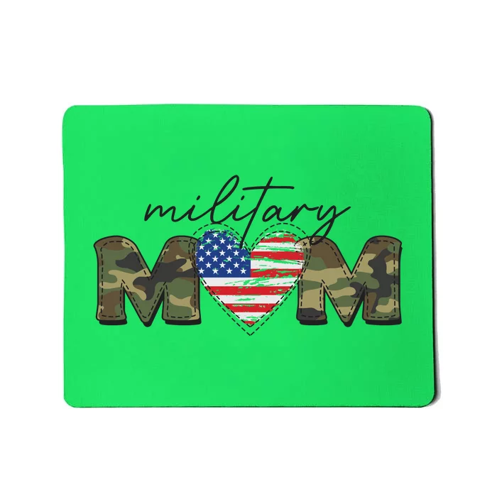 Cute Camouflage Military Mom American Flag Heart Mousepad