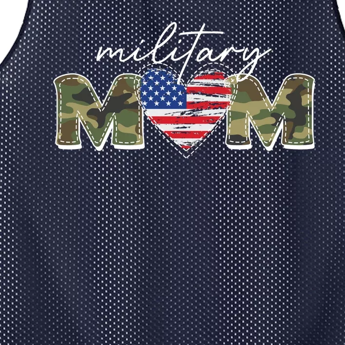 Cute Camouflage Military Mom American Flag Heart Mesh Reversible Basketball Jersey Tank