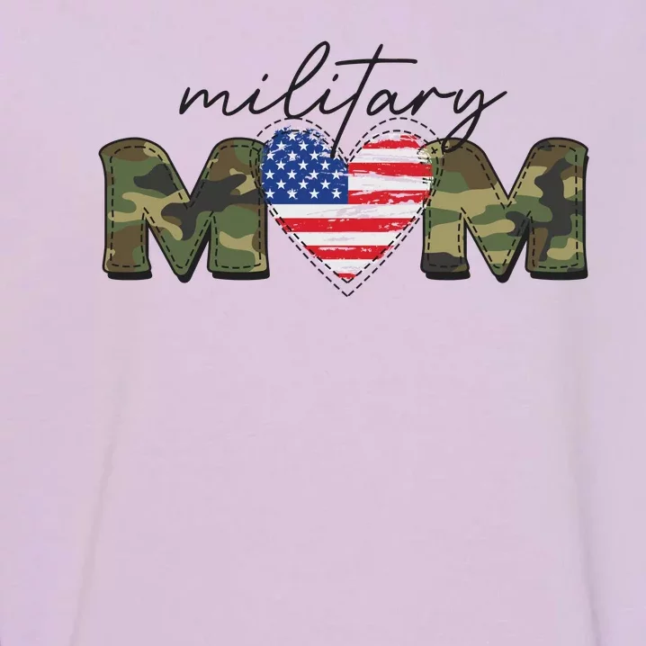 Cute Camouflage Military Mom American Flag Heart Garment-Dyed Sweatshirt