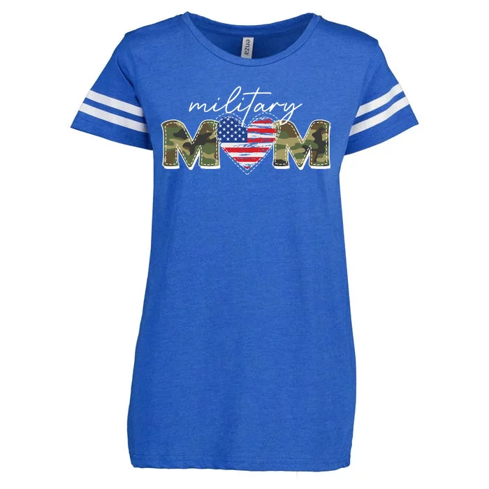 Cute Camouflage Military Mom American Flag Heart Enza Ladies Jersey Football T-Shirt