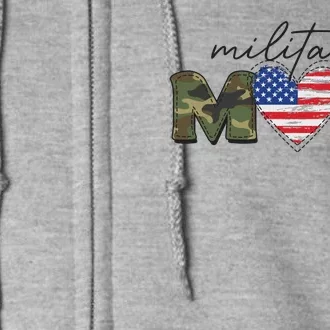 Cute Camouflage Military Mom American Flag Heart Full Zip Hoodie