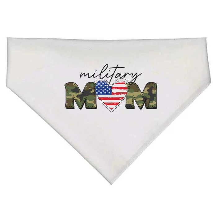 Cute Camouflage Military Mom American Flag Heart USA-Made Doggie Bandana