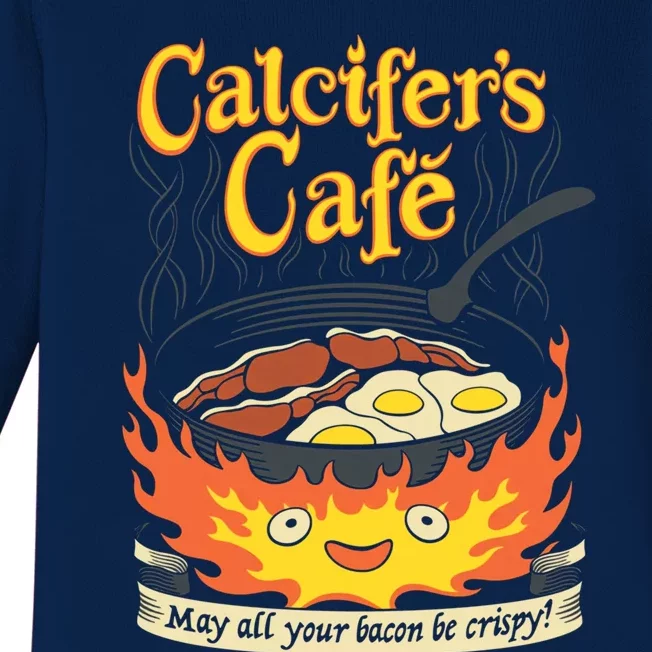 Calcifer's Cafe May All Your Bacon And Eggs Be Crispy Cooking Gift Baby Long Sleeve Bodysuit