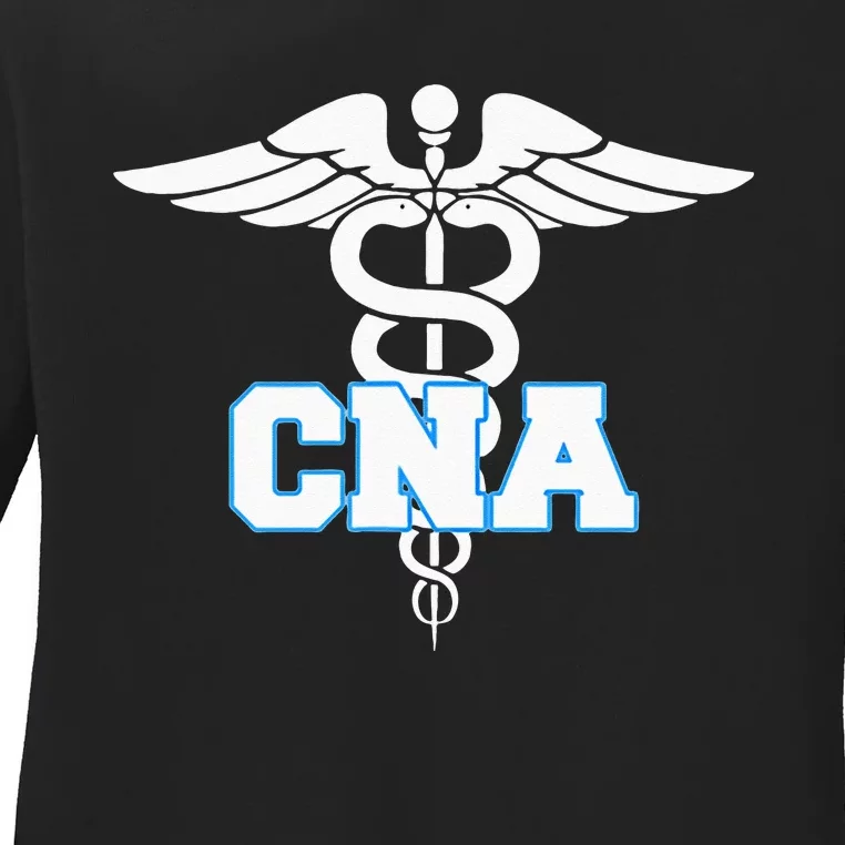 CNA Caduceus Medical Symbol Nurse Gifts Ladies Long Sleeve Shirt