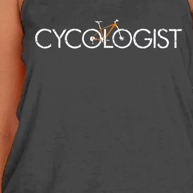 Cycologist Cool MTB Cycling Bicycle Fathers Day Cyclist Bike Women's Knotted Racerback Tank