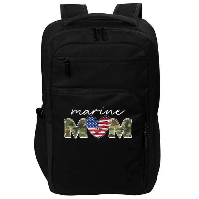 Cute Camouflage Marine Mom American Flag Heart Impact Tech Backpack