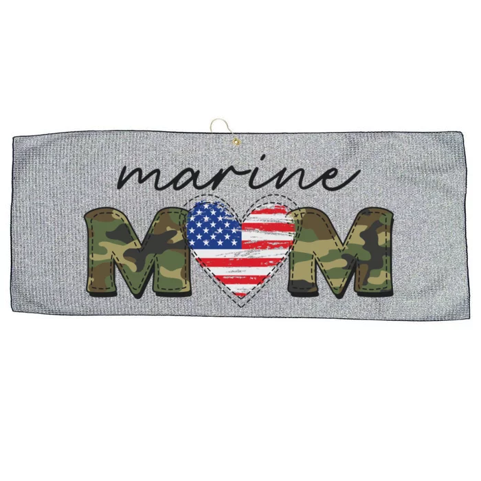 Cute Camouflage Marine Mom American Flag Heart Large Microfiber Waffle Golf Towel