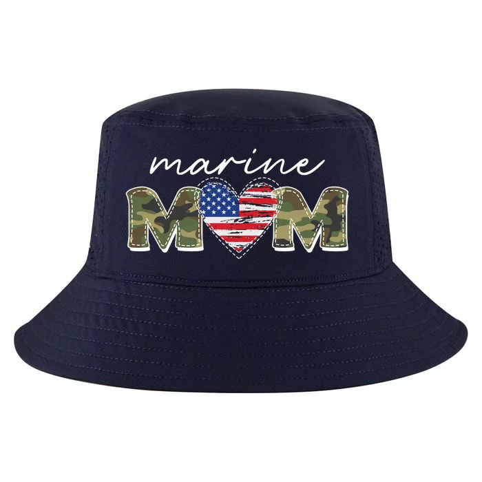 Cute Camouflage Marine Mom American Flag Heart Cool Comfort Performance Bucket Hat