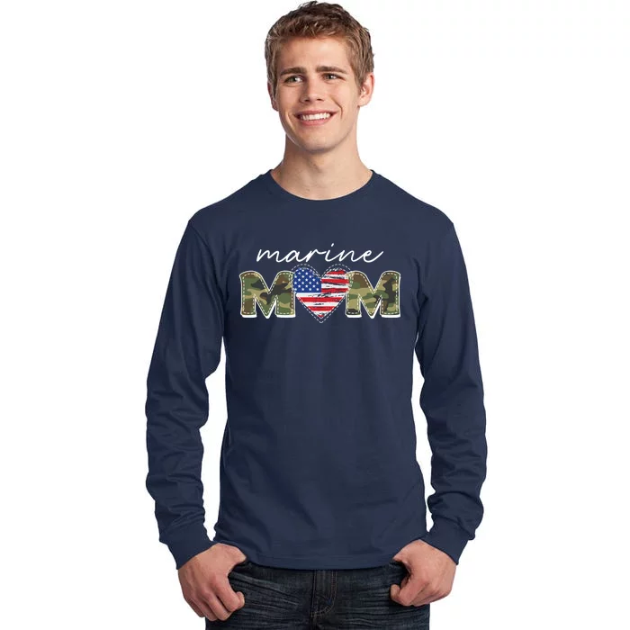 Cute Camouflage Marine Mom American Flag Heart Tall Long Sleeve T-Shirt